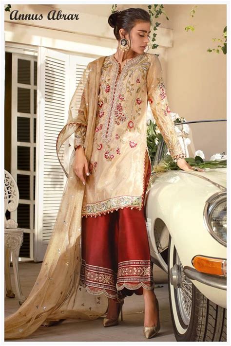 Annus abrar - Annus Abrar isn't afraid to play with colours making this collection even more appealing to a wider range of people. Beautiful soft powder tones that par elegance always sit well for the lunches and teas during and even after Eid. What's more: there's formal wear too in trendy cuts, so these pieces will serve you well during wedding season upon ...